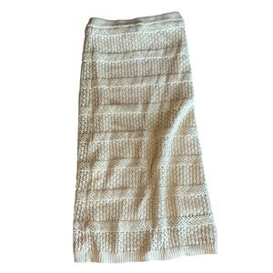 Freshman 1996 Dreamers Cream Crochet Knit Maxi Skirt Boho Size SBoutique